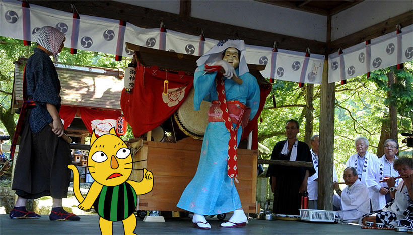 写真：「八坂神社例祭 田歌の神楽」京都府南丹市美山町・八坂神社（7月14日）