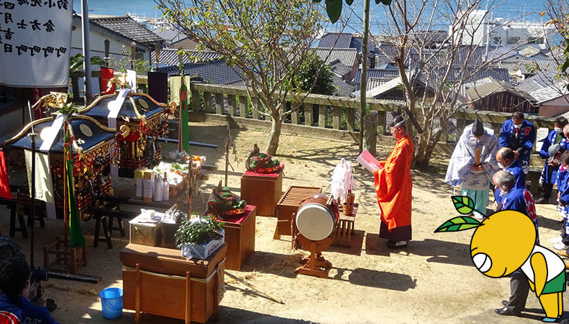 写真： 「呼子八幡神社おくんち」佐賀県唐津市呼子町・八幡神社（10月第3日曜日）