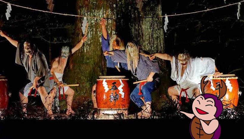 写真：「三島神社 五神太鼓」愛媛県上浮穴郡久万高原町・三島神社（7月第四土曜日）