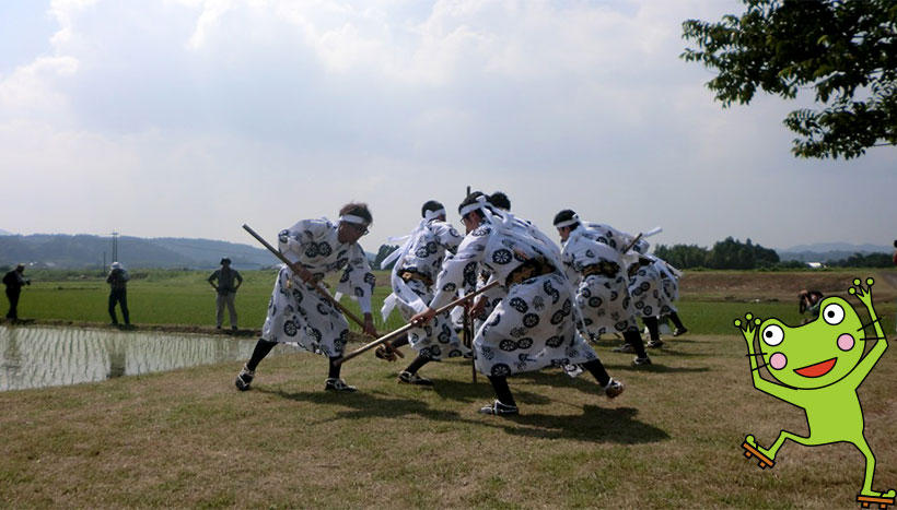 写真：「御田植祭り」鹿児島県南九州市・飯倉神社（7月第1日曜日）